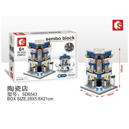 SEMBO WEKKI VIGGI SD6543 6543 non  CỬA HÀNG GỐM SỨ bộ đồ chơi xếp lắp ráp ghép mô hình Mini Modular SEMBO BLOCK CERAMIC SHOP Đường Phố Thu Nhỏ 234 khối