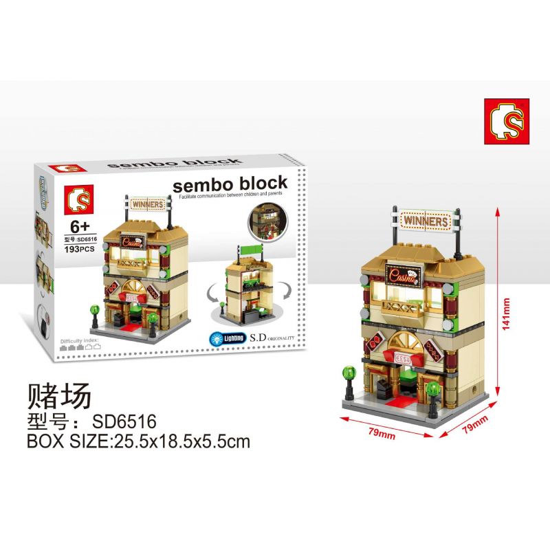 SEMBO WEKKI VIGGI SD6516 6516 non  SÒNG BẠC bộ đồ chơi xếp lắp ráp ghép mô hình Mini Modular SEMBO BLOCK WINNERS Đường Phố Thu Nhỏ 193 khối
