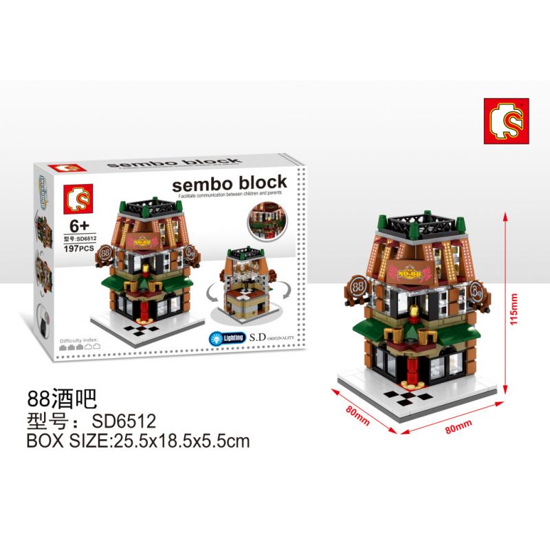 SEMBO WEKKI VIGGI SD6512 6512 non  THANH 88 bộ đồ chơi xếp lắp ráp ghép mô hình Mini Modular SEMBO BLOCK NO88 Đường Phố Thu Nhỏ 197 khối