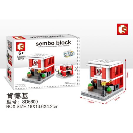 SEMBO WEKKI VIGGI SD6600 6600 non  NHÀ HÀNG THỨC ĂN NHANH KFC bộ đồ chơi xếp lắp ráp ghép mô hình Mini Modular SEMBO BLOCK KFC Đường Phố Thu Nhỏ 89 khối