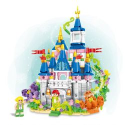 MINGDI LEIBAO K0709 0709 non  LÂU ĐÀI CÔNG CHÚA HOA ĐẦY bộ đồ chơi xếp lắp ráp ghép mô hình PRINCESS CASTLE 504 khối