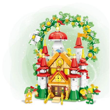 MINGDI LEIBAO K0710 0710 non  LÂU ĐÀI CÔNG CHÚA TRONG RỪNG bộ đồ chơi xếp lắp ráp ghép mô hình PRINCESS CASTLE 501 khối