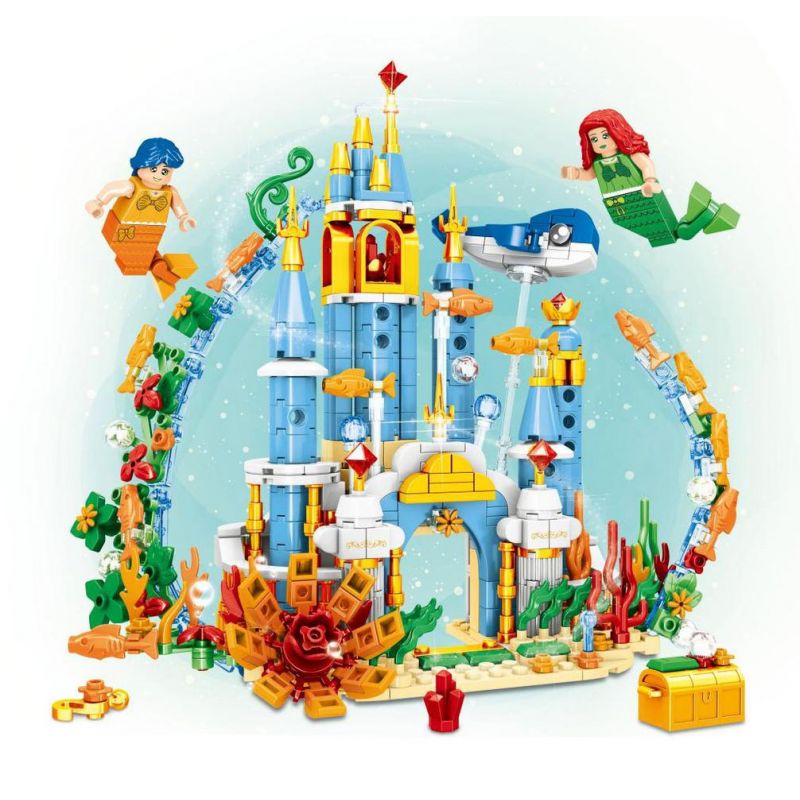 MINGDI LEIBAO K0712 0712 non  LÂU ĐÀI CÔNG CHÚA DƯỚI BIỂN bộ đồ chơi xếp lắp ráp ghép mô hình PRINCESS CASTLE 501 khối