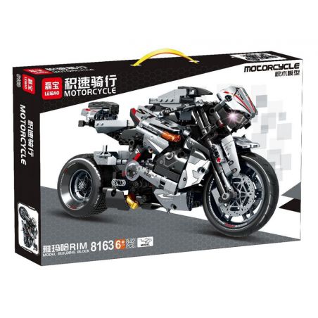 LEIBAO 8163 non  LÁI XE TỐC ĐỘ YAMAHA R1M bộ đồ chơi xếp lắp ráp ghép mô hình  MOTORCYCLE Kỹ Thuật Công Nghệ Cao Mô Hình Phương Tiện 842 khối