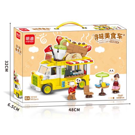 MINGDI LEIBAO 10140 non  TÌM XE BÁN ĐỒ ĂN HOT DOG VÂN bộ đồ chơi xếp lắp ráp ghép mô hình FOOD CART 502 khối