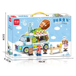 MINGDI LEIBAO 10141 non  TÌM XE BÁN ĐỒ ĂN GÀ RÁN CAY bộ đồ chơi xếp lắp ráp ghép mô hình FOOD CART 504 khối