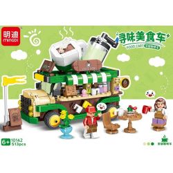 MINGDI LEIBAO 10142 non  TÌM XE BÁN ĐỒ ĂN RICH COFFEE TRUCK bộ đồ chơi xếp lắp ráp ghép mô hình FOOD CART 513 khối