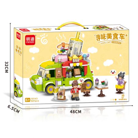 MINGDI LEIBAO 10143 non  TÌM XE BÁN ĐỒ ĂN TRÀ SỮA bộ đồ chơi xếp lắp ráp ghép mô hình FOOD CART 501 khối