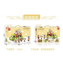 MINGDI LEIBAO 10143 non  TÌM XE BÁN ĐỒ ĂN TRÀ SỮA bộ đồ chơi xếp lắp ráp ghép mô hình FOOD CART 501 khối