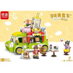 MINGDI LEIBAO 10143 non  TÌM XE BÁN ĐỒ ĂN TRÀ SỮA bộ đồ chơi xếp lắp ráp ghép mô hình FOOD CART 501 khối