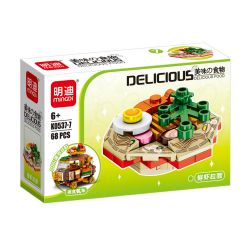 MINGDI LEIBAO K0537 0537 non  8 LOẠI MÓN ĂN NGON KEM XOÀI KEBAB DƯA HẤU MÁT LẠNH SUSHI TRỨNG CÁ TÔM CHIÊN VÀNG BÁNH QUY CẦU VỒNG ĐẦY MÀU SẮC RAMEN CÁNH GÀ NƯỚNG bộ đồ chơi xếp lắp ráp ghép mô hình 563 khối