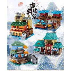 MINGDI LEIBAO K0500 0500 non  4 LOẠI HÌNH KIẾN ​​TRÚC CỔ ĐIỂN PHƯỢNG HOÀNG TRẤN BẾN CẢNG GIANG NAM CHIẾT WUZHEN NHÀ SÁCH bộ đồ chơi xếp lắp ráp ghép mô hình Military Army Quân Sự Bộ Đội 1051 khối