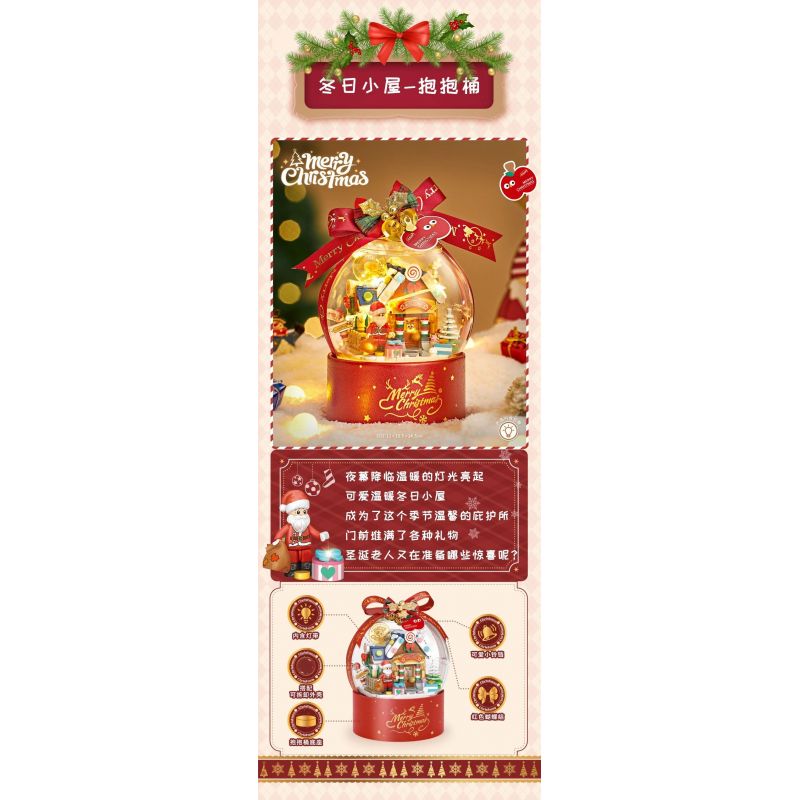 LOZ 1303 non  XÔ ÔM GIÁNG SINH NGÔI NHÀ MÙA ĐÔNG bộ đồ chơi xếp lắp ráp ghép mô hình Creator Sáng Tạo