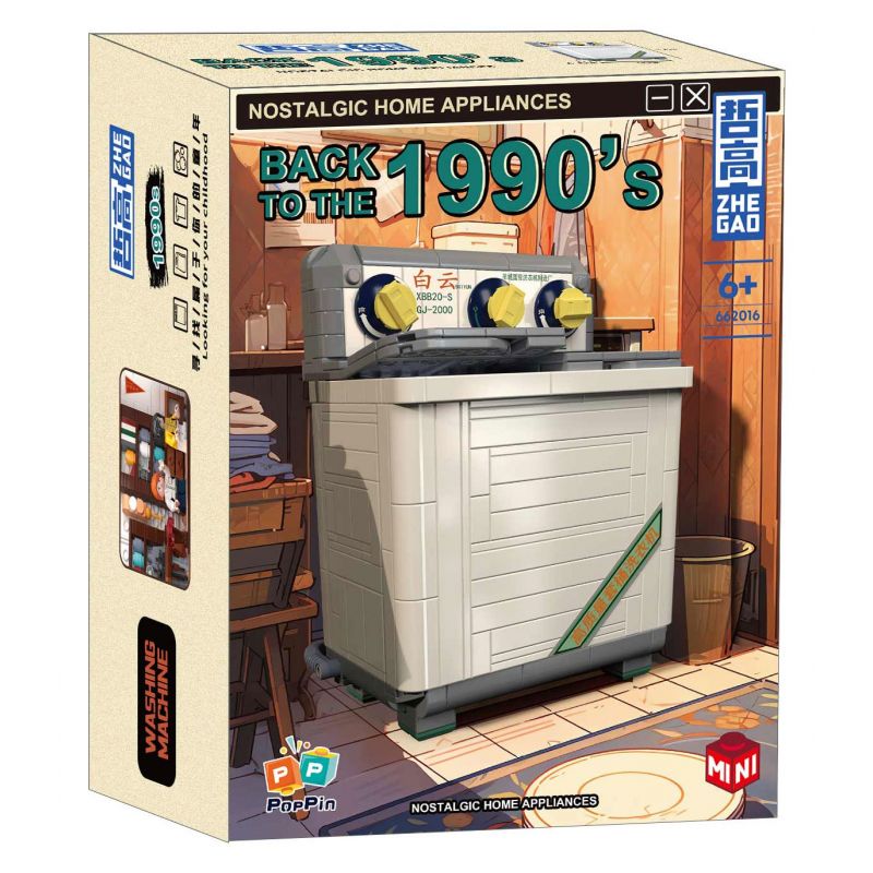 ZHEGAO 662016 non  TRỞ LẠI NĂM 1990 MÁY GIẶT bộ đồ chơi xếp lắp ráp ghép mô hình BACK TO THE 1990'S 578 khối