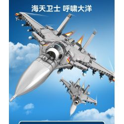 SEMBO 202190 non  MỘT QUỐC GIA HÙNG MẠNH MÁY BAY CHIẾN ĐẤU TRÊN TÀU SÂN J-15 bộ đồ chơi xếp lắp ráp ghép mô hình Military Army Quân Sự Bộ Đội 1298 khối