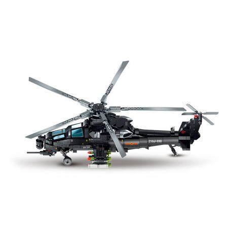 SEMBO 202230 non  MỘT QUỐC GIA HÙNG MẠNH TRỰC THĂNG VŨ TRANG WUZHI-10 bộ đồ chơi xếp lắp ráp ghép mô hình Military Army Quân Sự Bộ Đội 732 khối