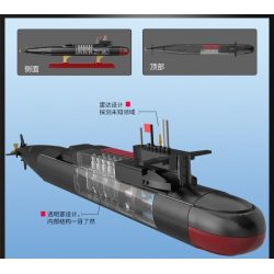 ZHEGAO QJ5181 5181 non  TÀU NGẦM HẠT NHÂN CHIẾN LƯỢC TYPE 094 tỷ lệ 1:205 bộ đồ chơi xếp lắp ráp ghép mô hình Military Army Quân Sự Bộ Đội 990 khối
