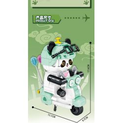 DOUBLE HEIGHT 20809 non  XE MÁY GẤU TRÚC bộ đồ chơi xếp lắp ráp ghép mô hình PANDA MOTORCYCLE RIDER 547 khối