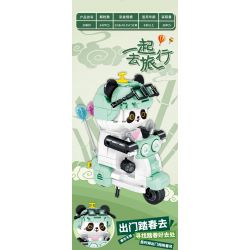 DOUBLE HEIGHT 20809 non  XE MÁY GẤU TRÚC bộ đồ chơi xếp lắp ráp ghép mô hình PANDA MOTORCYCLE RIDER 547 khối