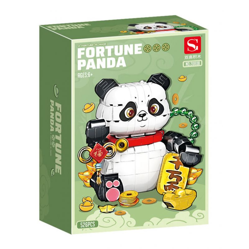 DOUBLE HEIGHT 20808 non  GẤU TRÚC MAY MẮN bộ đồ chơi xếp lắp ráp ghép mô hình FORTUNE PANDA 526 khối