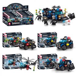 SEMBO 2640 2641 2642 2643 non  SHADOW COMMANDO XE PHUN NƯỚC CHỐNG BẠO LOẠN 4 TỔ HỢP bộ đồ chơi xếp lắp ráp ghép mô hình City Thành Phố 582 khối