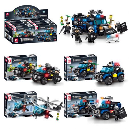 SEMBO 2640 2641 2642 2643 non  SHADOW COMMANDO XE PHUN NƯỚC CHỐNG BẠO LOẠN 4 TỔ HỢP bộ đồ chơi xếp lắp ráp ghép mô hình City Thành Phố 582 khối