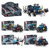 SEMBO 2640 2641 2642 2643 non  SHADOW COMMANDO XE PHUN NƯỚC CHỐNG BẠO LOẠN 4 TỔ HỢP bộ đồ chơi xếp lắp ráp ghép mô hình City Thành Phố 582 khối