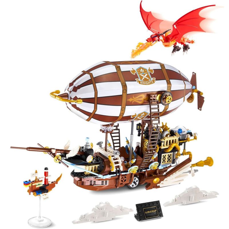 92201 non  KHÍ CẦU bộ đồ chơi xếp lắp ráp ghép mô hình AIRSHIP 1283 khối