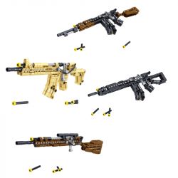 ZHEGAO 946001 non  4 LOẠI SÚNG TIỂU LIÊN bộ đồ chơi xếp lắp ráp ghép mô hình Military Army Quân Sự Bộ Đội 600 khối