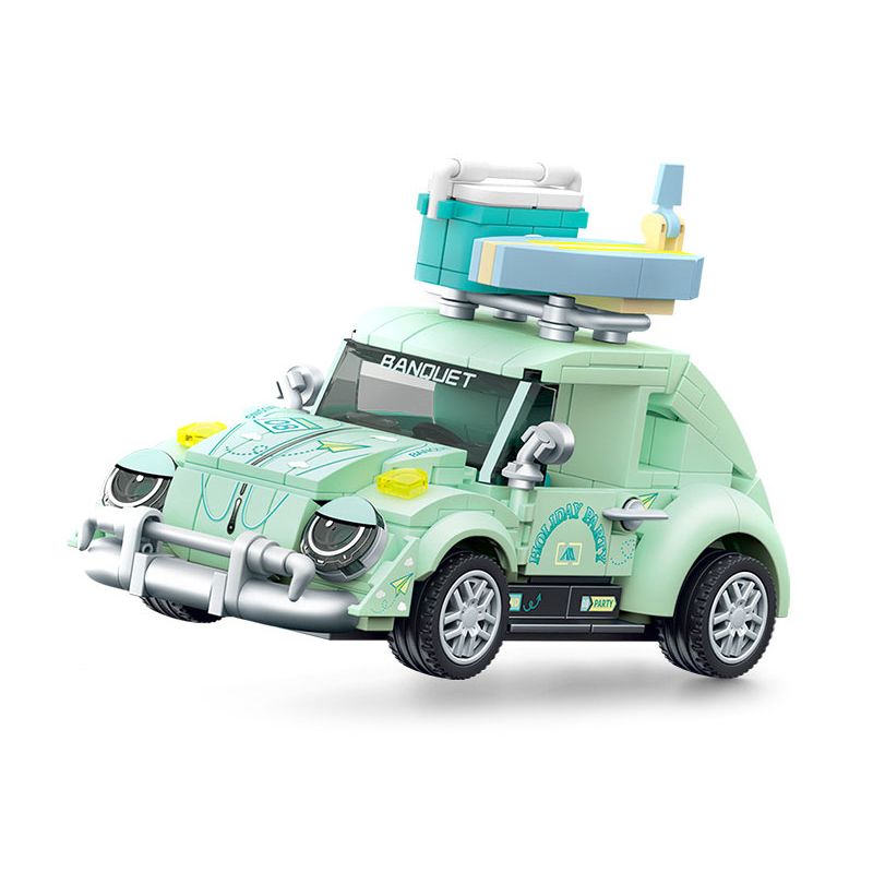 SEMBO 714025 non  THẾ GIỚI XE HƠI SANG TRỌNG LƯỚT SÓNG TRÊN BÃI BIỂN bộ đồ chơi xếp lắp ráp ghép mô hình Racers Đua Tốc Độ 345 khối