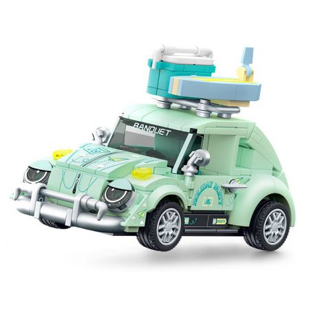 SEMBO 714025 non  THẾ GIỚI XE HƠI SANG TRỌNG LƯỚT SÓNG TRÊN BÃI BIỂN bộ đồ chơi xếp lắp ráp ghép mô hình Racers Đua Tốc Độ 345 khối