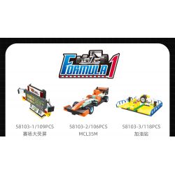 JIESTAR 58103 non  XE DU LỊCH F1 8 TỔ HỢP bộ đồ chơi xếp lắp ráp ghép mô hình Racers FORMULA 1 Đua Tốc Độ 862 khối