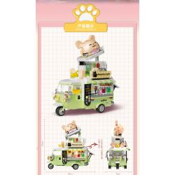 ZHEGAO 663005 non  XE CÀ PHÊ MÈO bộ đồ chơi xếp lắp ráp ghép mô hình STAR COFFEE CAR 1424 khối