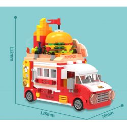 ZHEGAO 663006 non  XE TẢI BURGER HEO CON bộ đồ chơi xếp lắp ráp ghép mô hình BURGER TRUCK 566 khối