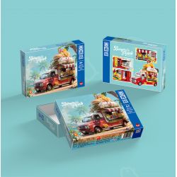 ZHEGAO 663006 non  XE TẢI BURGER HEO CON bộ đồ chơi xếp lắp ráp ghép mô hình BURGER TRUCK 566 khối