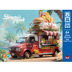ZHEGAO 663006 non  XE TẢI BURGER HEO CON bộ đồ chơi xếp lắp ráp ghép mô hình BURGER TRUCK 566 khối