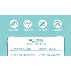 ZHEGAO 663006 non  XE TẢI BURGER HEO CON bộ đồ chơi xếp lắp ráp ghép mô hình BURGER TRUCK 566 khối