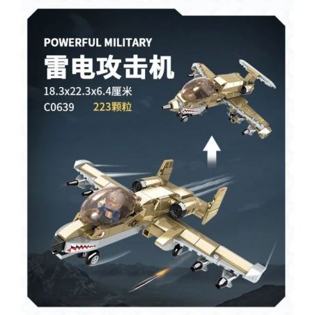 WOMA C0639 0639 non  MÁY BAY TẤN CÔNG SẤM SÉT bộ đồ chơi xếp lắp ráp ghép mô hình Military Army POWERFUL MILITARY Quân Sự Bộ Đội 223 khối