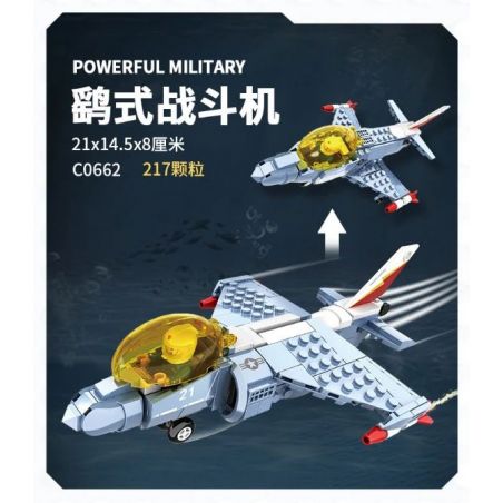 WOMA C0662 0662 non  MÁY BAY CHIẾN ĐẤU HARRIER bộ đồ chơi xếp lắp ráp ghép mô hình Military Army POWERFUL MILITARY Quân Sự Bộ Đội 217 khối