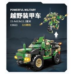 WOMA C0663 0663 non  XE BỌC THÉP ĐỊA HÌNH bộ đồ chơi xếp lắp ráp ghép mô hình Military Army POWERFUL MILITARY Quân Sự Bộ Đội 325 khối