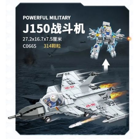 WOMA C0665 0665 MÁY BAY CHIẾN ĐẤU J150 bộ đồ chơi xếp lắp ráp ghép mô hình Military Army POWERFUL MILITARY Quân Sự Bộ Đội 314 khối