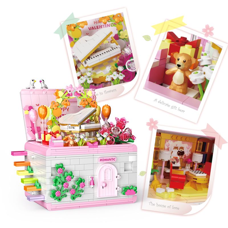 ZHEGAO 663015 HỘP QUÀ NGÀY LỄ TÌNH NHÂN bộ đồ chơi xếp lắp ráp ghép mô hình Creator VALENTINES DAY GIFT BOX Sáng Tạo 1236 khối