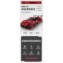 IM.MASTER QIHUI 9828-2 BẬC THẦY MÁY MÓC SIÊU XE DANIU STUNT DRIFT SƠN MÀU ĐỎ TÍA MẠ ĐIỆN tỷ lệ 1:10 bộ đồ chơi xếp lắp ráp ghép mô hình Technic Kỹ Thuật Công Nghệ Cao Mô Hình Phương Tiện 2202 khối