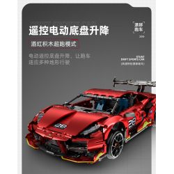 IM.MASTER QIHUI 9828-2 BẬC THẦY MÁY MÓC SIÊU XE DANIU STUNT DRIFT SƠN MÀU ĐỎ TÍA MẠ ĐIỆN tỷ lệ 1:10 bộ đồ chơi xếp lắp ráp ghép mô hình Technic Kỹ Thuật Công Nghệ Cao Mô Hình Phương Tiện 2202 khối