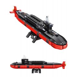 SEMBO 105735 non  TÀU NGẦM HẠT NHÂN CHIẾN LƯỢC TYPE 094 bộ đồ chơi xếp lắp ráp ghép mô hình Iron Blood Heavy Equipment IRON BLOOD HEAVY EQUIPMENT THE TYPE-094 STRATEGIC NUCLEAR SUBMARINE Đặc Nhiệm Máu Và Sắt 996 khối