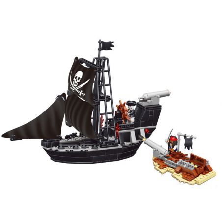 QIZHILE 70008 non  TRẬN CHIẾN ĐEN TỐI bộ đồ chơi xếp lắp ráp ghép mô hình Pirates Of The Caribbean FIGHTING AT SEA Cướp Biển Vùng Caribe 225 khối