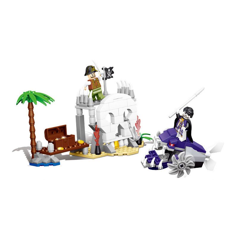 QIZHILE 70005 non  KHO BÁU ĐẢO ĐẦU LÂU bộ đồ chơi xếp lắp ráp ghép mô hình Pirates Of The Caribbean PIRATE'S BASE Cướp Biển Vùng Caribe 189 khối