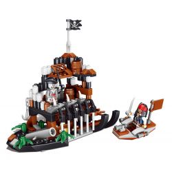 QIZHILE 70004 non  SỰ CHÌM TÀU bộ đồ chơi xếp lắp ráp ghép mô hình Pirates Of The Caribbean CAPTAIN JACK SPARROW AND BLACK BATTLESHIP Cướp Biển Vùng Caribe 188 khối