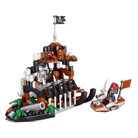 QIZHILE 70004 non  SỰ CHÌM TÀU bộ đồ chơi xếp lắp ráp ghép mô hình Pirates Of The Caribbean CAPTAIN JACK SPARROW AND BLACK BATTLESHIP Cướp Biển Vùng Caribe 188 khối
