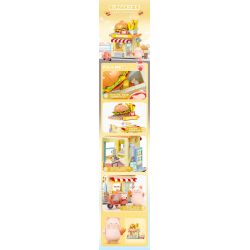 SEMBO 608073 KHU MA THUẬT TUYỆT VỜI CỦA LULU PIG NHÀ HÀNG BURGER bộ đồ chơi xếp lắp ráp ghép mô hình 444 khối